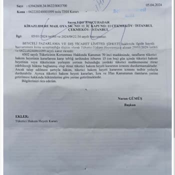 Arçelik Tüketici Hakem Heyeti Kararını Takmıyor