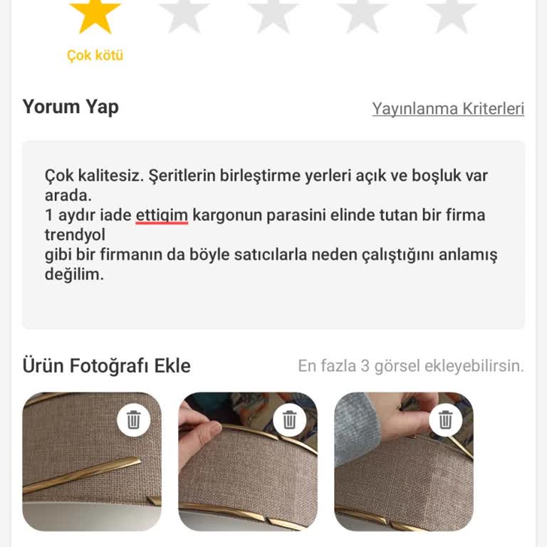 Trendyol Ve EMG Design'dan Kusurlu Abajur İade Süreci Karmaşası