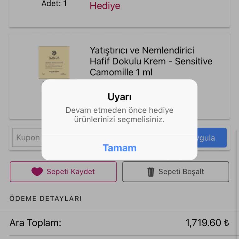 Yves Rocher Hediye Seçememe Sorunu