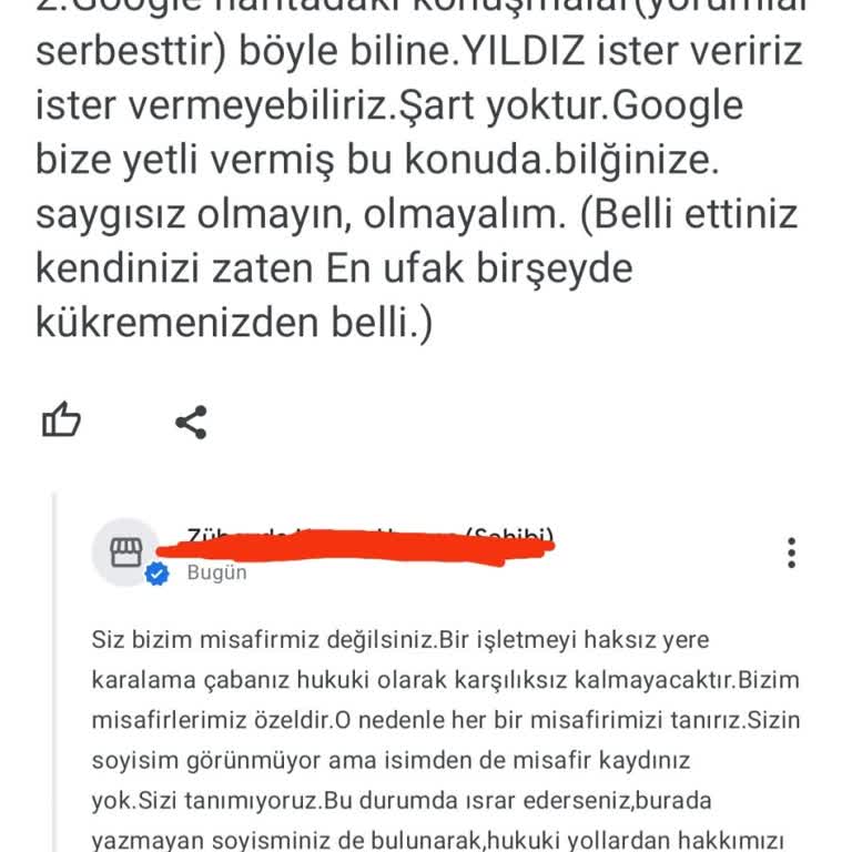 Google İşletme Hesabımıza Yerel Rehber Adıyla, Gerçek Dışı Yorum