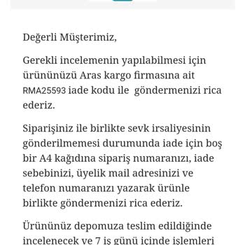 A101 Perde İadesi Yapamadım