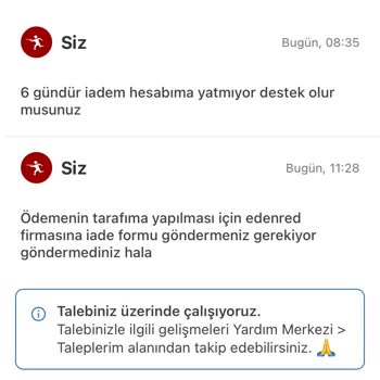 Yemek Sepeti Ücret İade Edilmedi