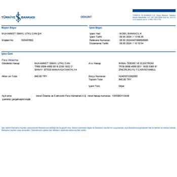İninal Kart Para Transferi Hesabıma Geçmedi
