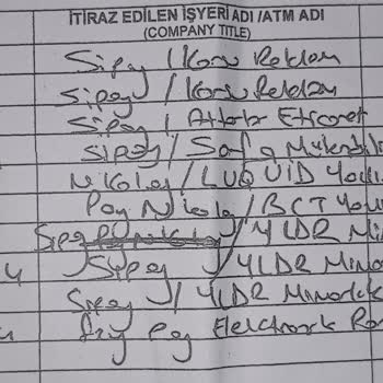 Sipay Bilgim Dışında İşlem