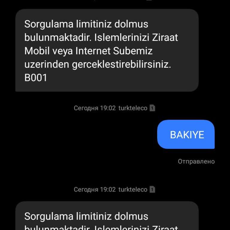 Ziraat Bankası 4747 SMS Talep Limiti