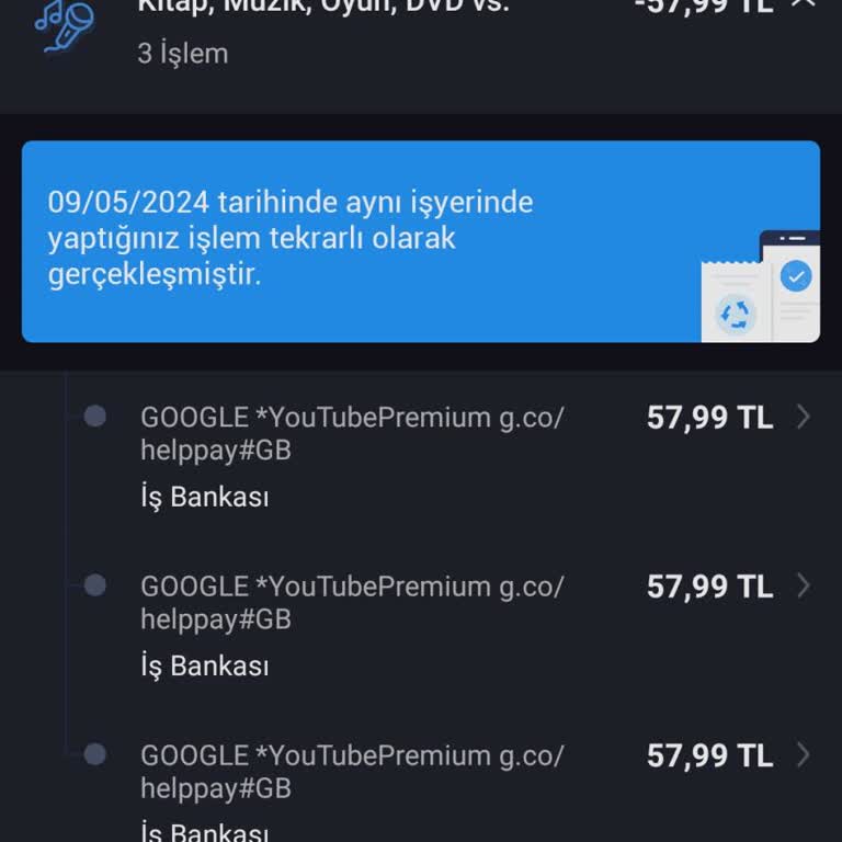 Youtube.com Premium Hesabımdan Fazladan Para Çekmiş
