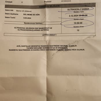 Çorlu Devlet Hastanesi 6 Ay Sonraya Verilen Ultrason