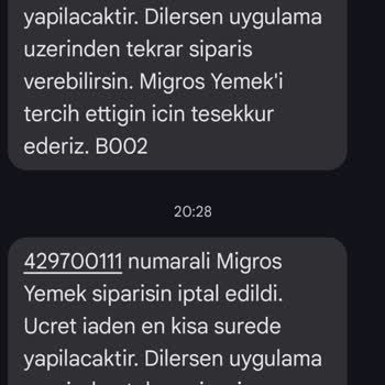 Migros Yemek Ve Usta Dönerci Sipariş İptali Saçmalığı...