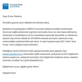 Bupa Acıbadem Sigorta Acıbadem Sigorta Mağdur Ediyor Tedavimi Karşılamıyor