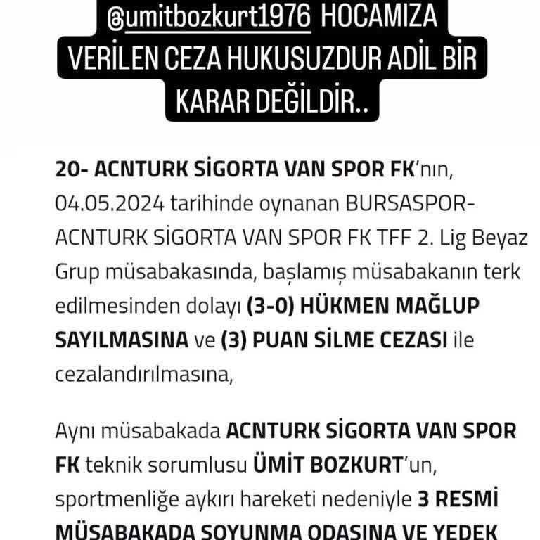 Türkiye Futbol Federasyonu Vanspor'un Şampiyonluk Hayal Kırıklığı