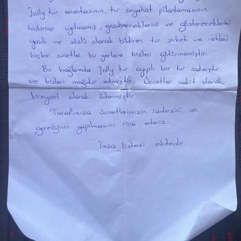 Jolly Tur Beklediğimiz Ve Ödediğimiz Paramız Boşa Gitti