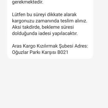 Aras Kargo Sipariş Teslim Etmiyor