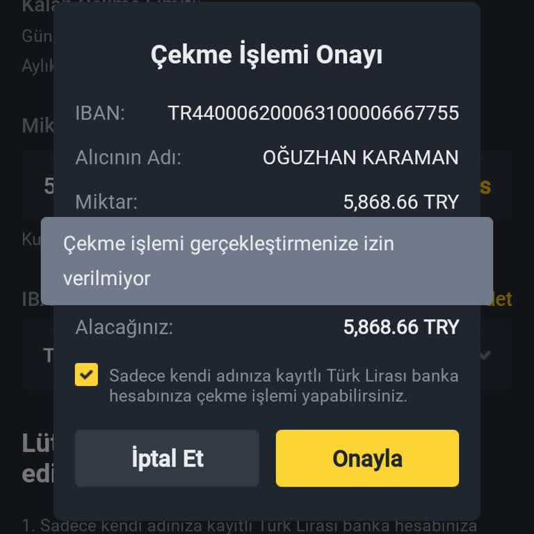 Binance TR Para Çekim Hatası