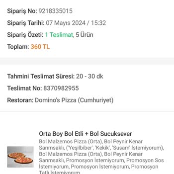 Trendyol Yemek Ve Domino's Cumhuriyet Şubesi Sipariş Sorunu!