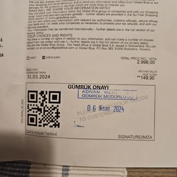 Global Blue'nin Vergi İadesini Hesabıma Yatırmaması