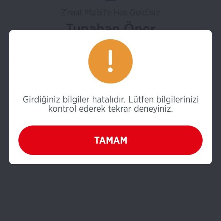 Ziraat Bankası Mobil Bankacılık Şifre Hatası