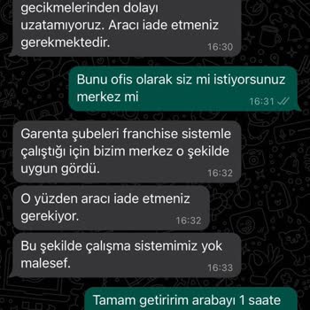 Garenta Şube Müdürü Tavrı