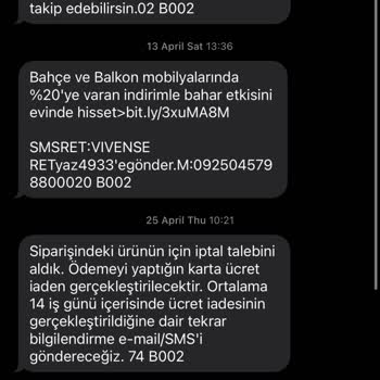 Vivense Para İadesi Yapmıyor. Mağdurum