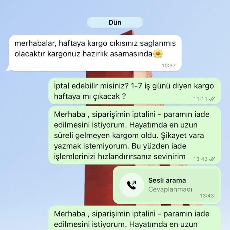 OZSARICAM Kargom Geç Kaldı, İptal İçin Cevap Alamıyorum!