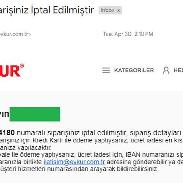 Evkur Onayladığı İptalin Ücretini İade Etmiyor!