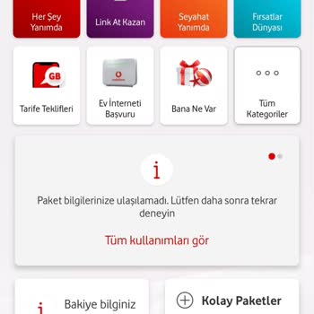 Vodafone Yanımda Paket Bilginize Ulaşılamadı Sorunu