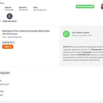 Hepsiburada'nın Sipariş Verdiğim Ürünü Göndermemesi