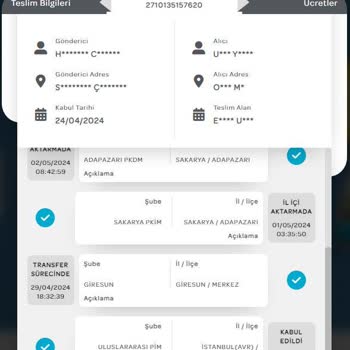 PTT Kargo Tarafından Karadeniz Turuna Çıkarılan Kargolarım