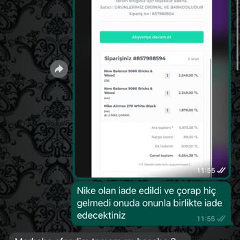 Realsneakers (Realsneakers.tr) Realsneakers.tr Instagram Sayfası İade Ödemesi Yapmıyor