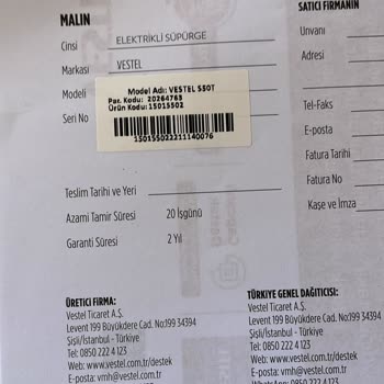 Vestel Süpürgenin Küçük Aparatının Düşmesi, Mağdur 15gün Ve 1200TL Hk.