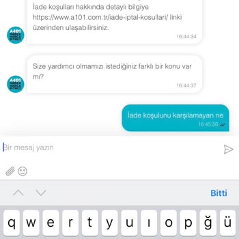 A101 Online Alışverişte Yaşadığım Sorun