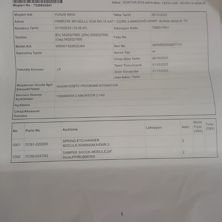 Samsung Çamaşır Makinesi Sorunu