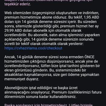 Cvhazirlama.cool Cool CV Hazırlama Vermediği Hizmetin Parasını Çekti