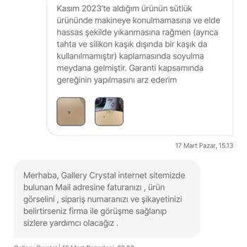 Gallery Crystal Müşteriye Dönüş Yapılmıyor