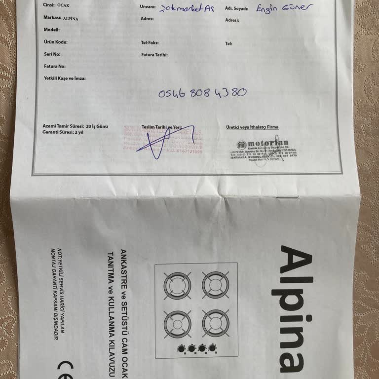 Alpina Markalı Set Üstü Ocak