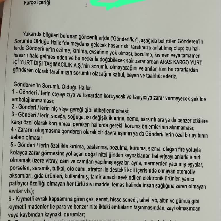 Aras Kargo Sorumluluğunu Başlangıçta Reddediyor
