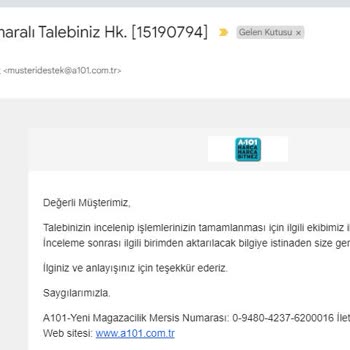 A101 Bu Firma 40 Gündür Para İadesi Yapmıyor.