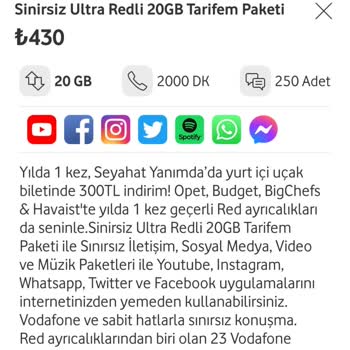 Vodafone Yüksek Fiyat Tarifesi