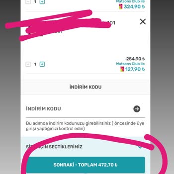 Watsons Mağazası Kampanya Puanları Yüklemiyor
