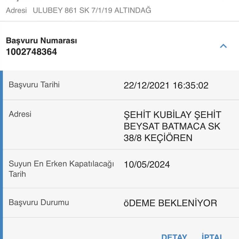 ABB - Ankara Büyükşehir Belediyesi 22.12.2021 Tarihinde Fesih Edilen Abonelik İçin Ödeme Bekleniyor Yazması