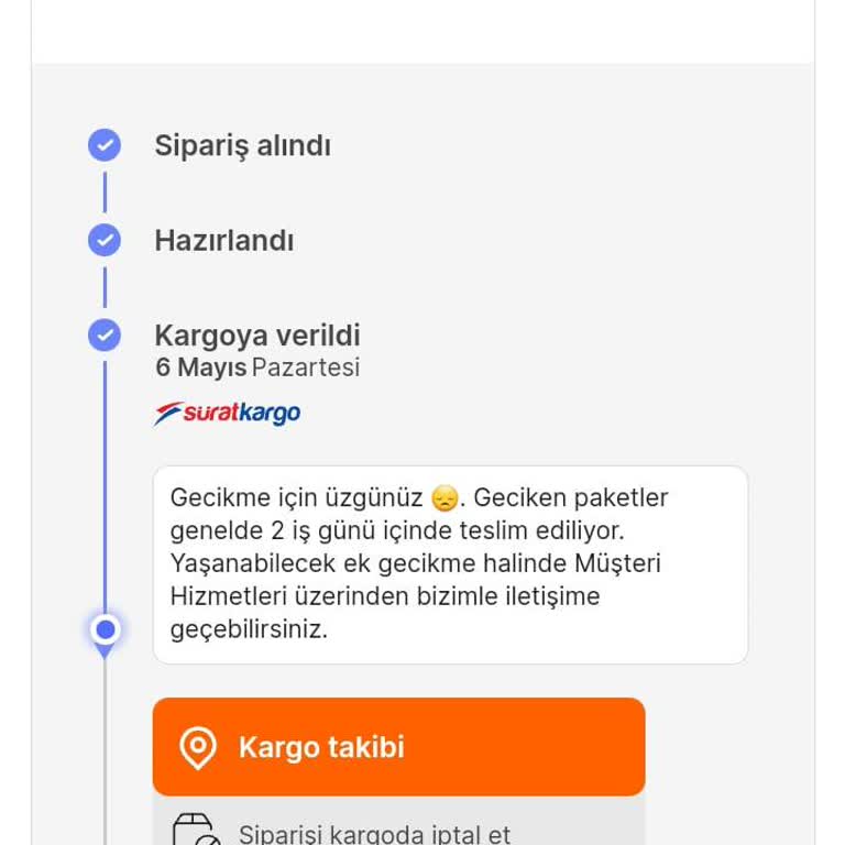 Sürat Kargo Parasını Ödediğim Ürünü Teslim Etmiyor.