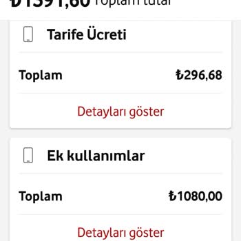 Vodafone 1000 TL Aşım Ücreti