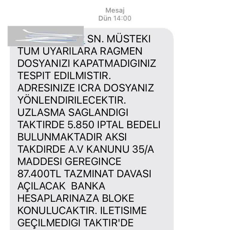 Piran Hukuk (Sms) Hukuk Bürosu Adı Altında Yanıltıcı Mesajlar Hakkında Şikayet