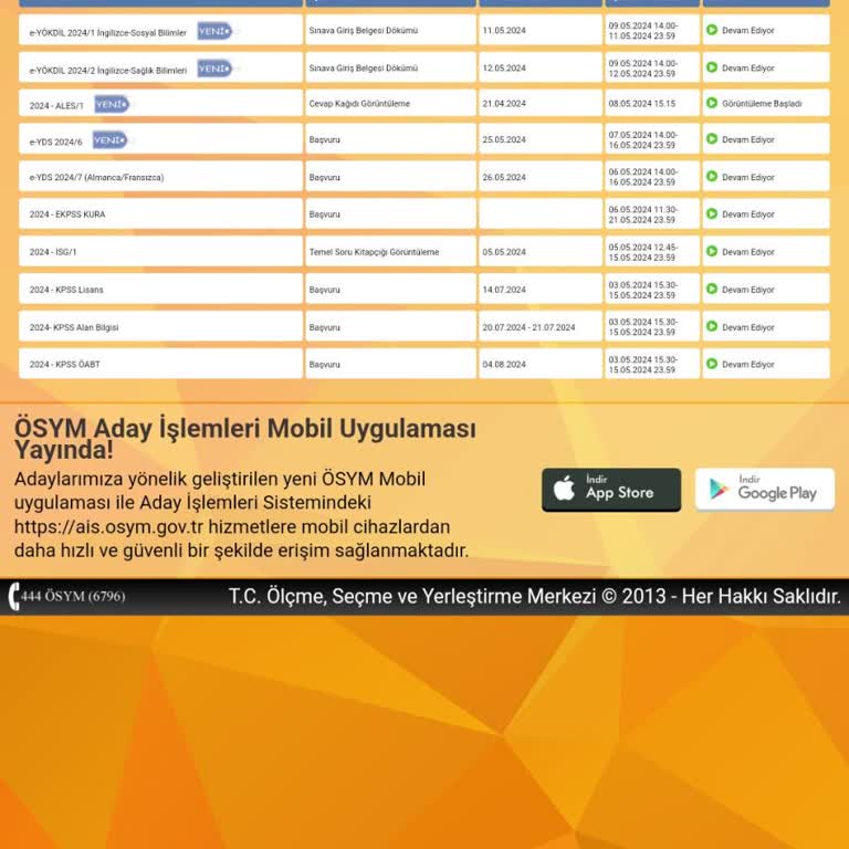 ÖSYM DGS Başvuru Ekranı Gözükmüyor