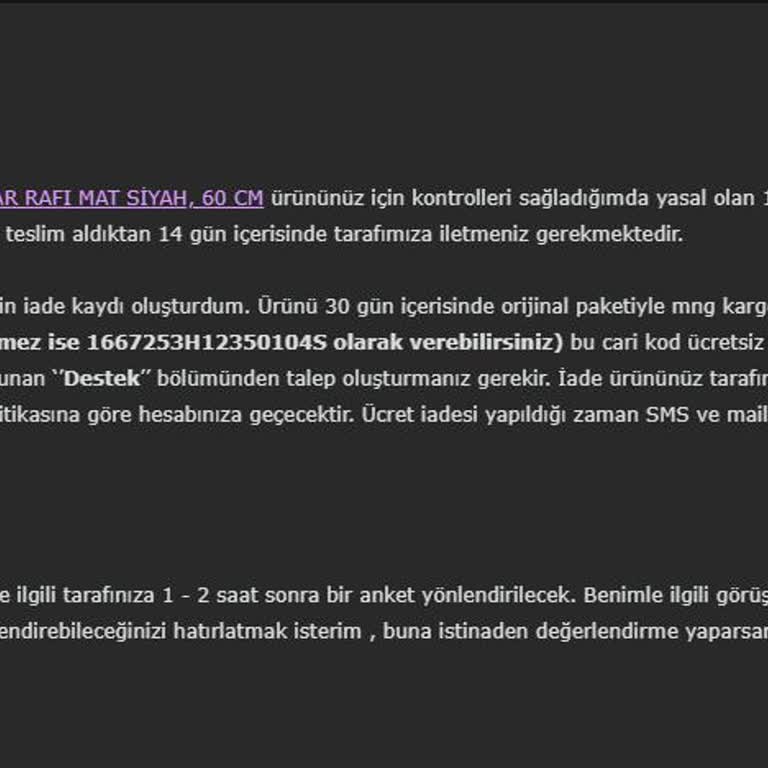 Vivense Üret İadesi Yapmıyor