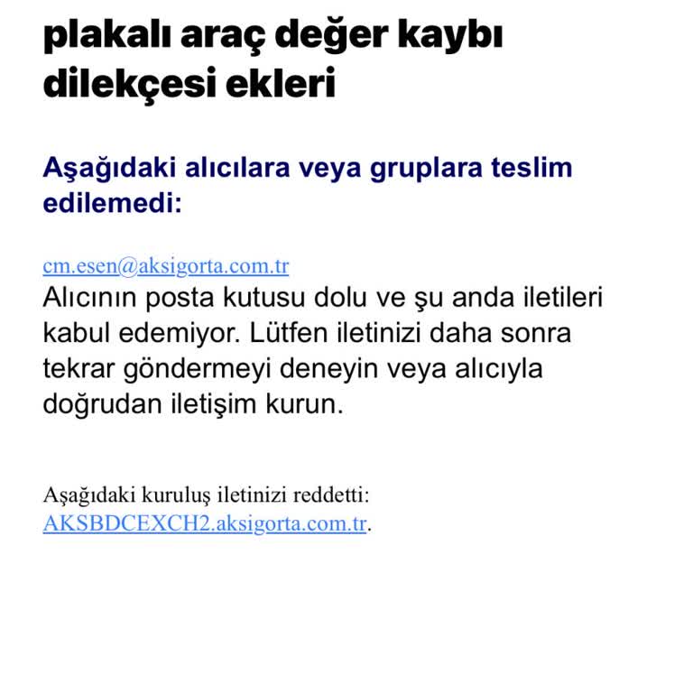 Aksigorta Araç Değer Kaybı Başvurusu Sorunu