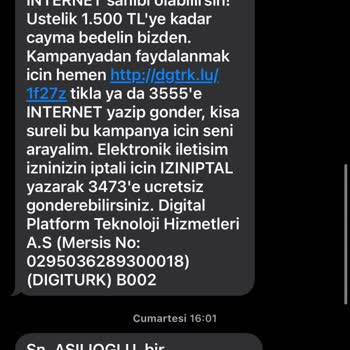 Türk Telekom'dan Arandığı Söylenerek Digiturk'e Üye Yapıldım.