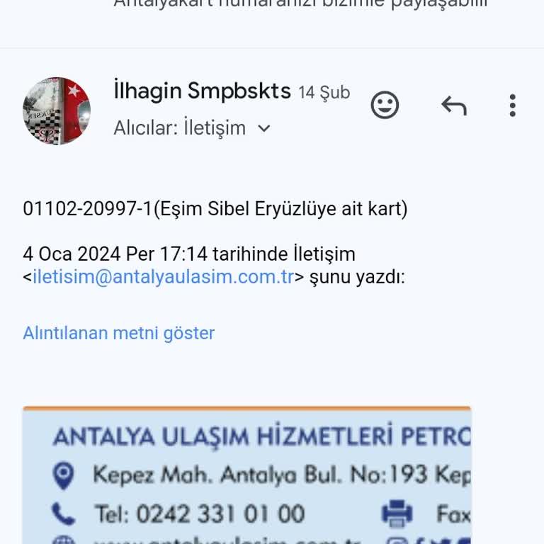 Antalya Kart Ocak 2024 Den Beri Ödenmeyen 100 TL'lik Otobüs Kart Yüklemesi