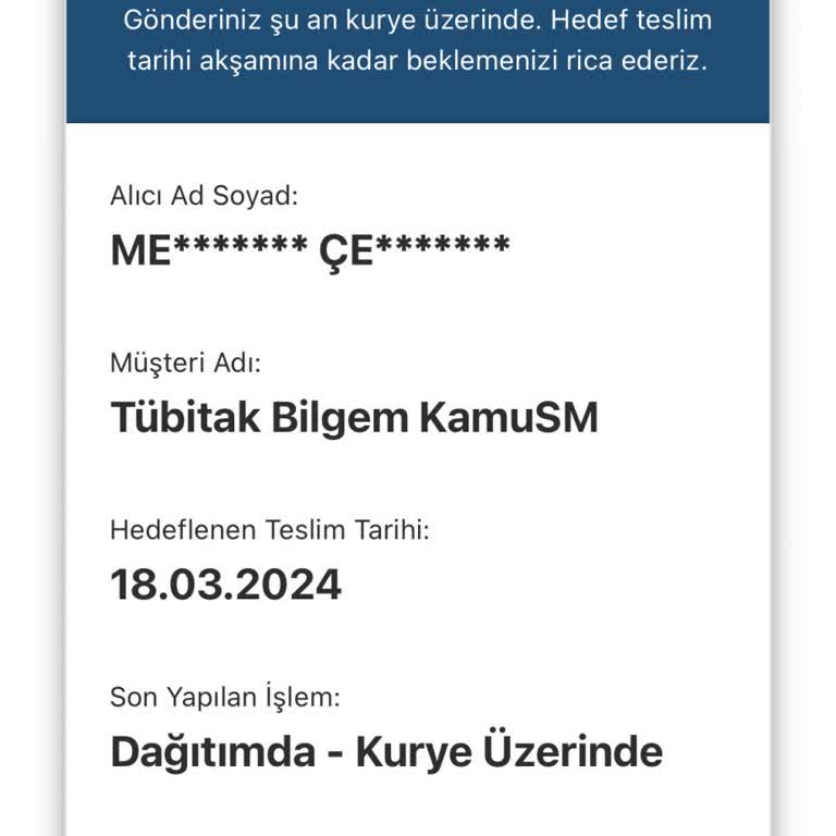 AGT Kurye (aynigunteslim.com) 2 Aydır Teslim Edilmeyen TÜBİTAK Kargosu
