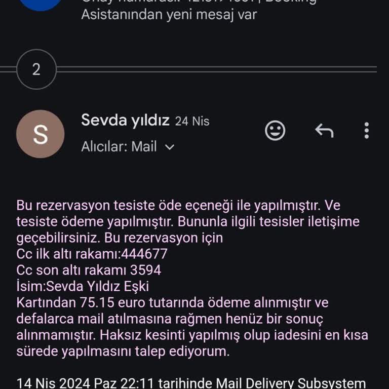 Booking.com Kredi Kartımdan Haksız Para Aldı