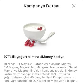 Migros Tam Bana Göre Kampanyasına 4money Yatırmadı